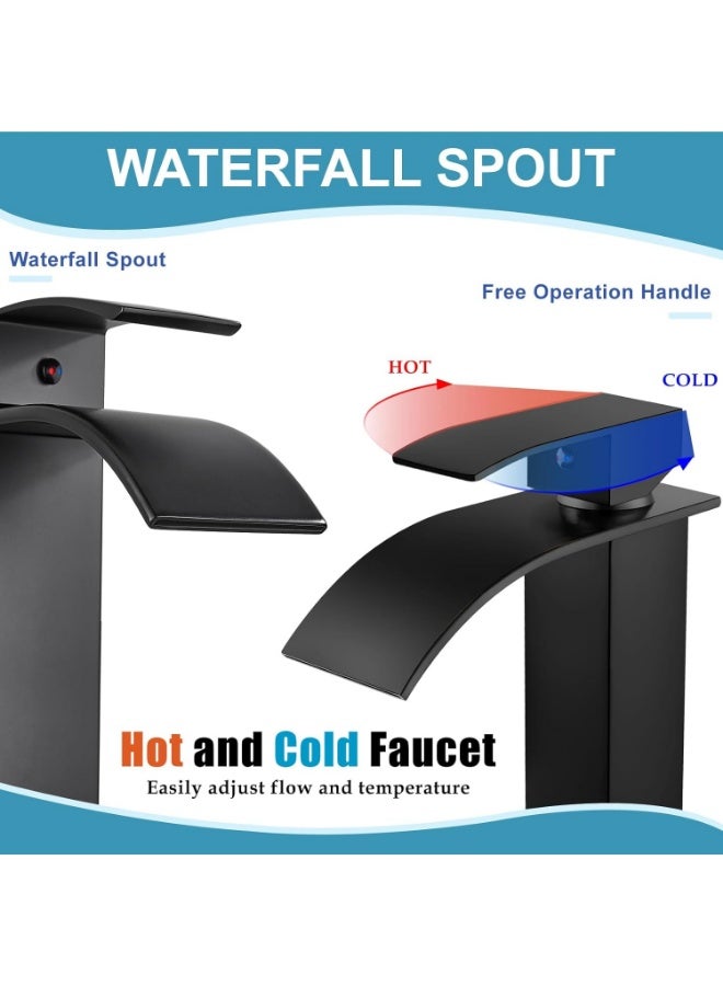 واي دي صنبور حوض حمام عصري بتصميم شلال، بمقبض واحد، يُثبت على سطح الحوض، مزود بفوهة عريضة، يوفر تدفقًا سلسًا للمياه، مناسب لأحواض الغسيل والحمامات، سهل التركيب. - Image 2